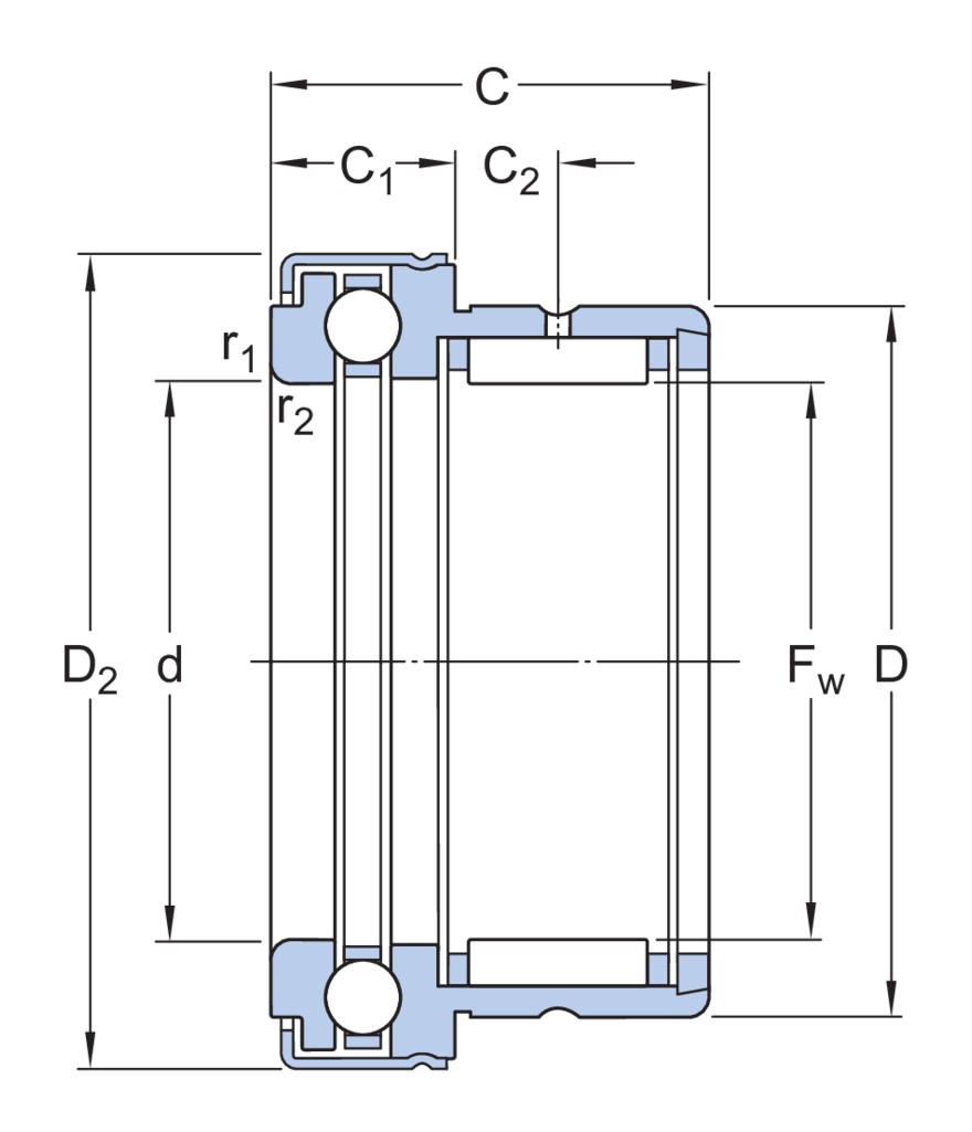 Комбинированный игольчатый роликоподшипник/упорный шарикоподшипник с крышкой