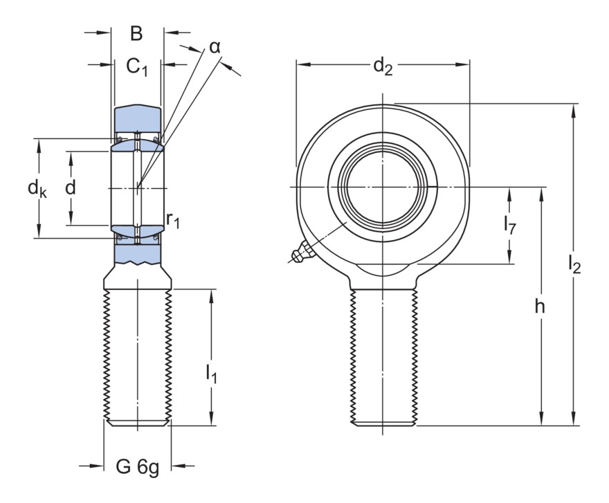 Наконечник штока, требует техобслуживания, с уплотнениями, наружной резьбой