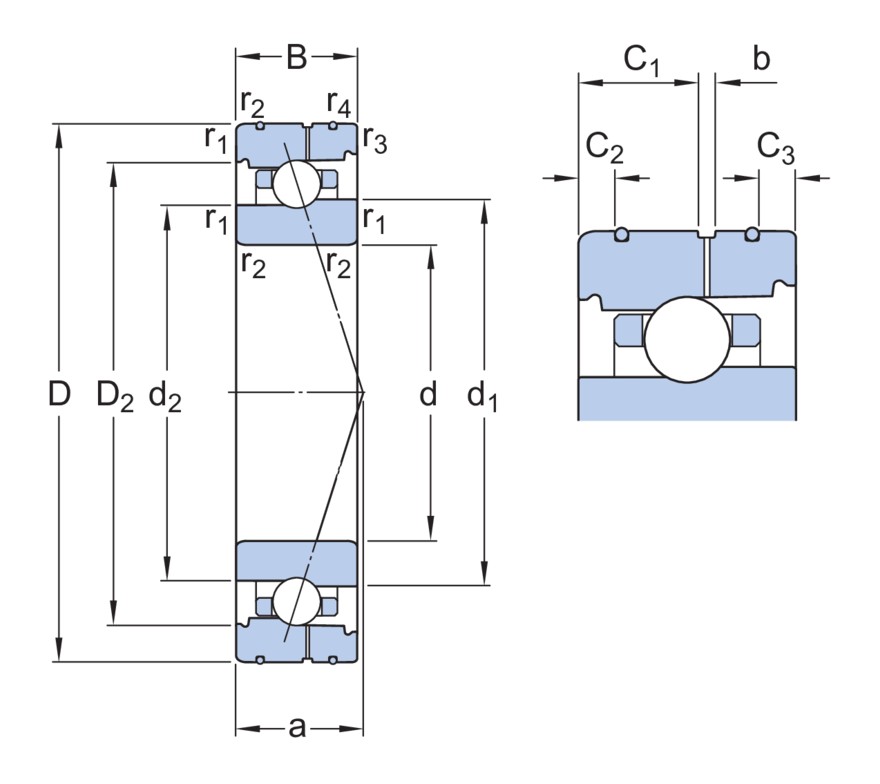 Однорядный радиально-упорный шарикоподшипник