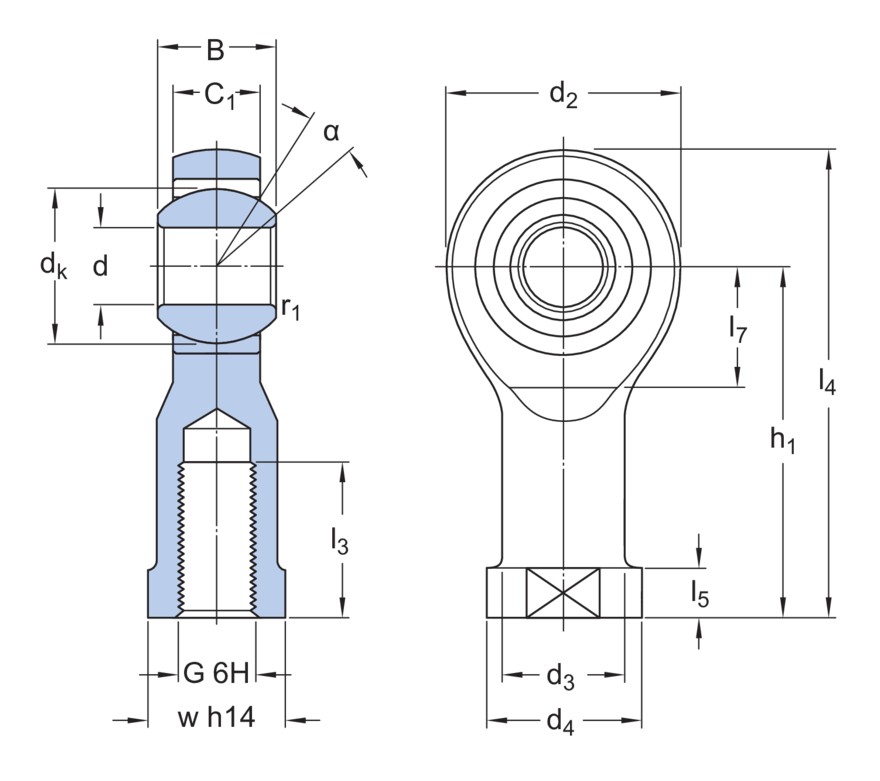 Наконечник штока, требует техобслуживания, с внутренней резьбой