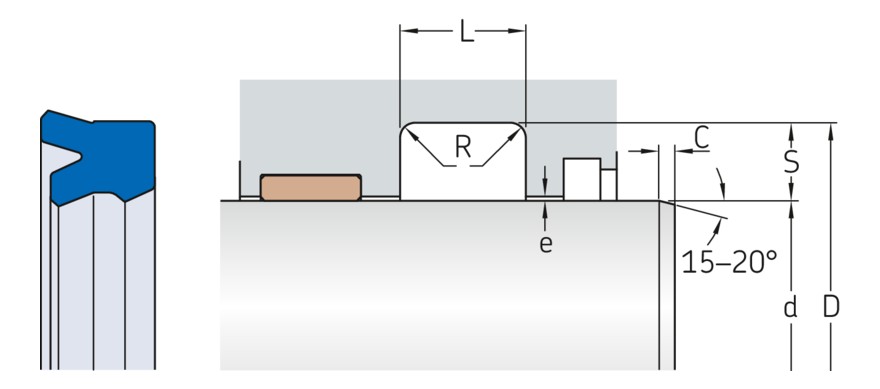 Гидравлическое U-образное уплотнение штока с вогнутой задней частью (bump-heel)