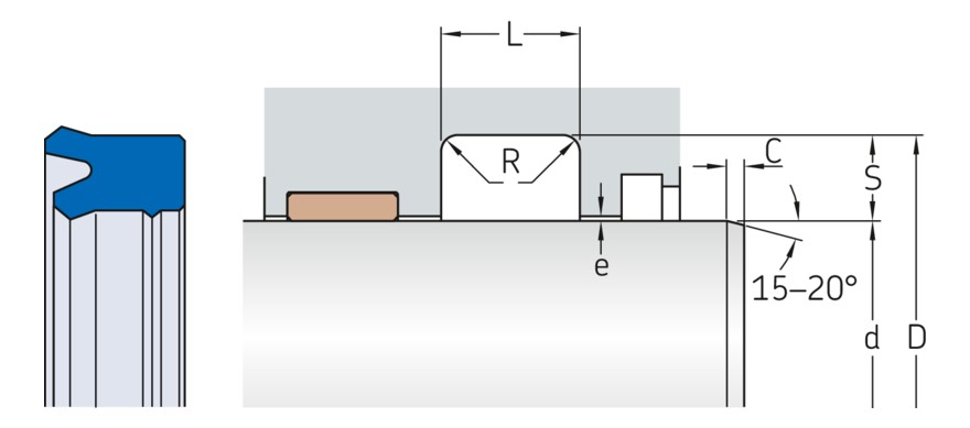 Гидравлическое U-образное уплотнение штока с вогнутой задней частью (bump-heel)