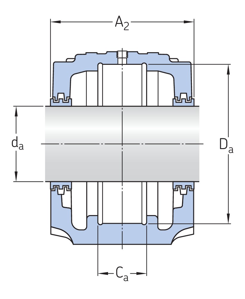 Стационарный подшипниковый узел, с включённым подшипником или без него, уплотнениями и торцевой крышкой