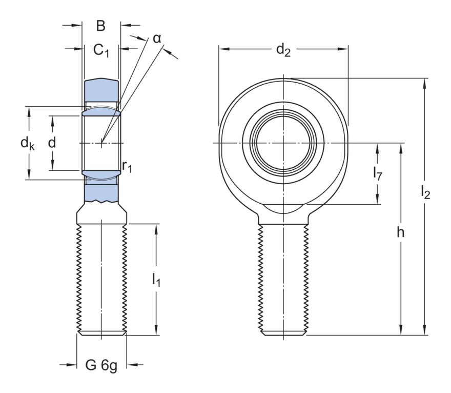 Наконечник штока, не требует техобслуживания, с уплотнениями, наружной резьбой