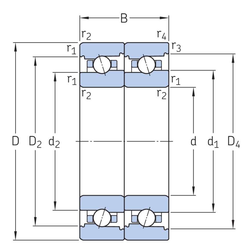 Двухрядный радиально-упорный шарикоподшипник