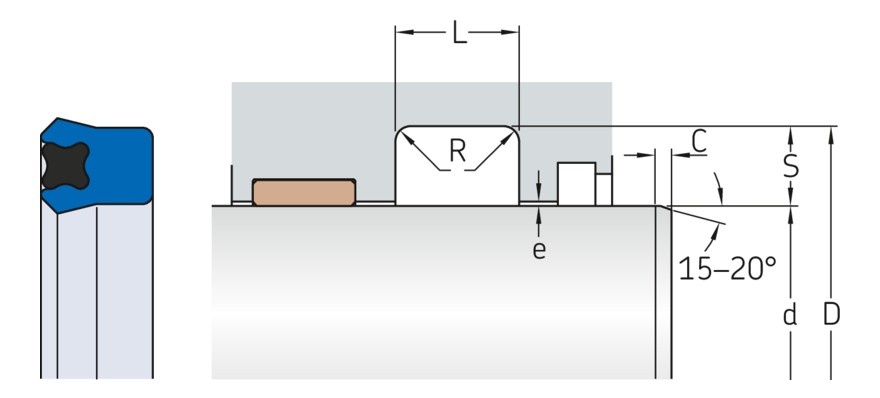 Симметричное гидравлическое уплотнение штока, с пружинным элементом