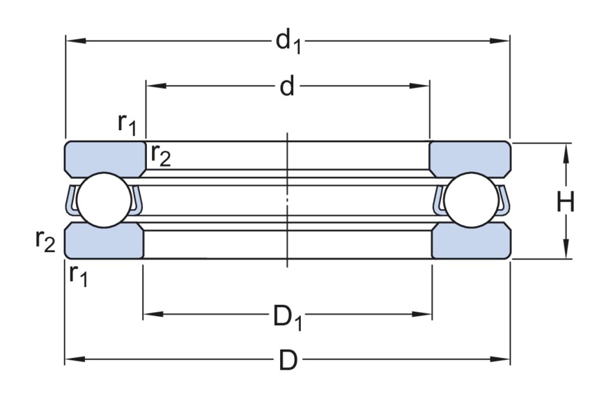 Одинарный упорный шарикоподшипник