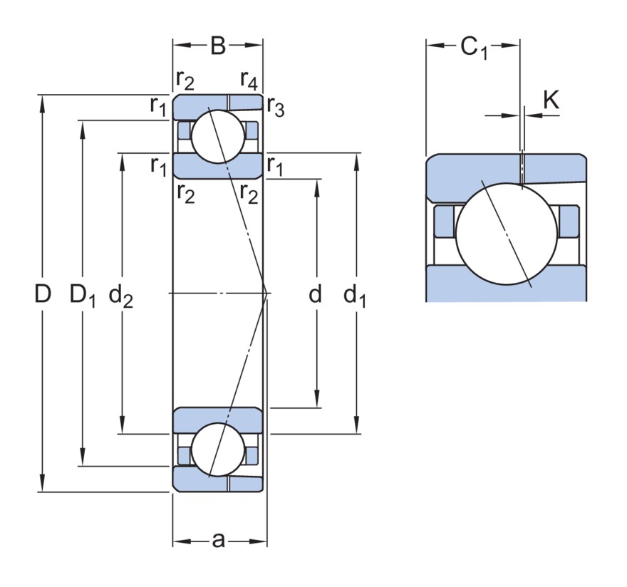 Однорядный радиально-упорный шарикоподшипник