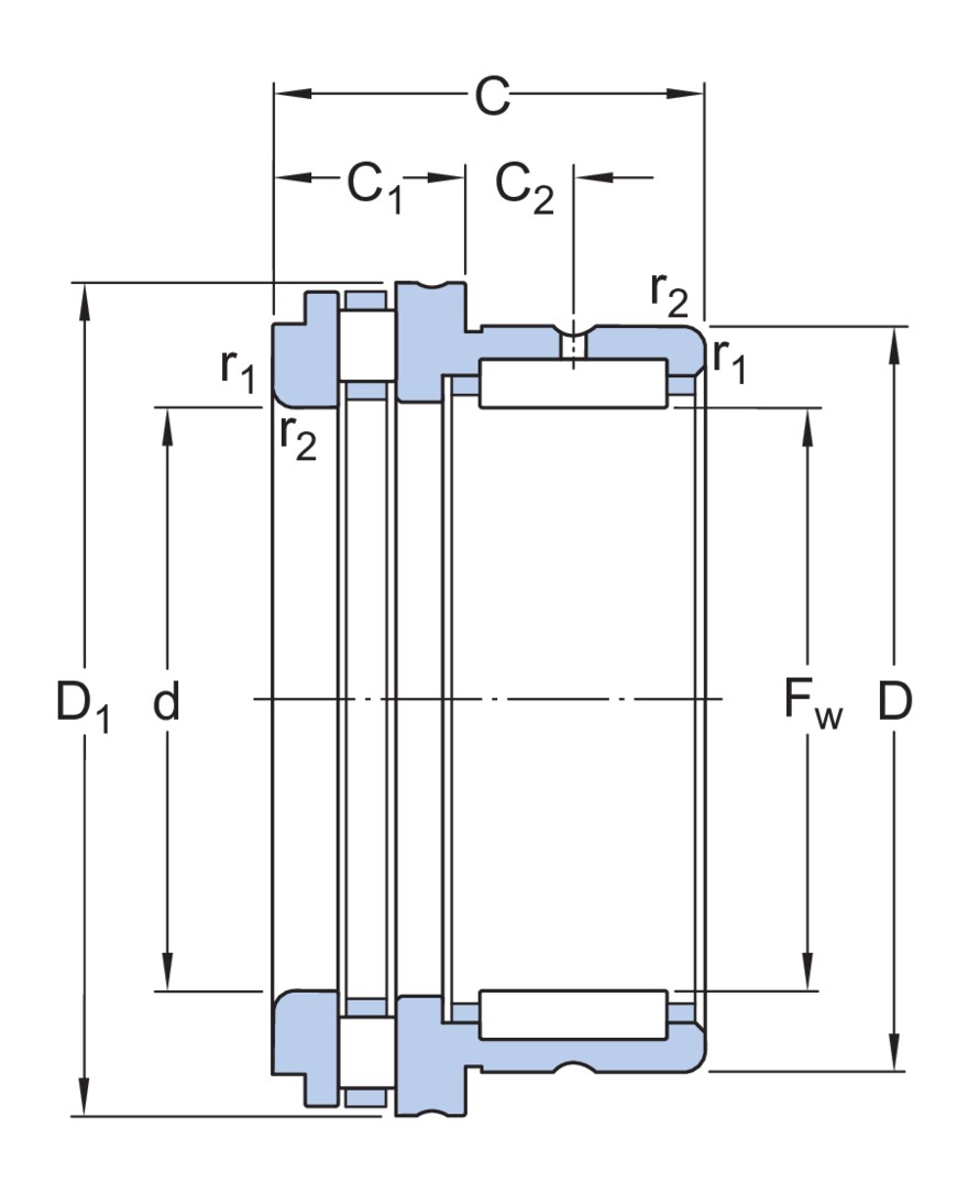 Комбинированный игольчатый роликоподшипник/упорный цилиндрический роликоподшипник