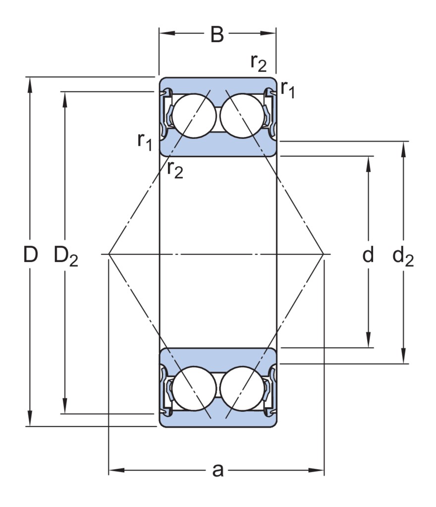 Двухрядный радиально-упорный шарикоподшипник с уплотнениями с обеих сторон
