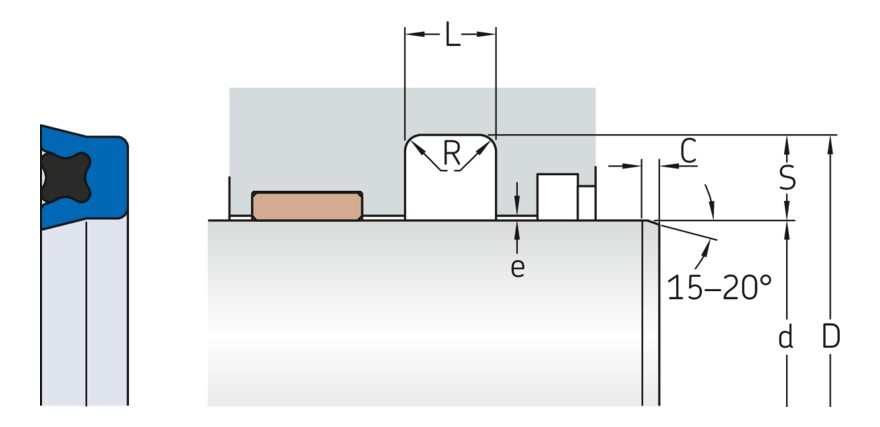 Симметричное гидравлическое уплотнение штока, с пружинным элементом