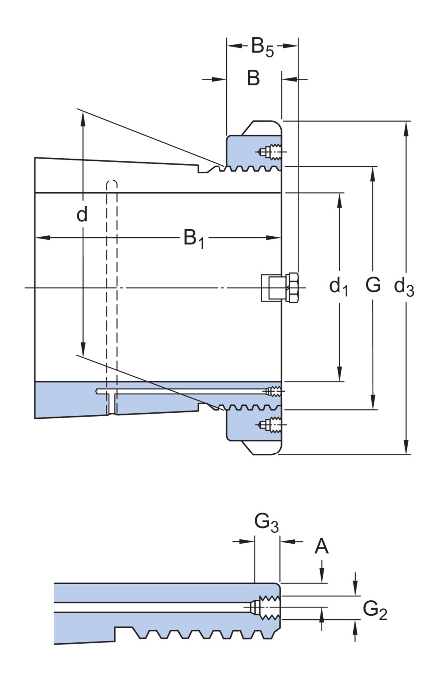 Закрепительная втулка для метода гидрораспора со стопорной гайкой KMFE, метрические размеры OH 3160 HE Закрепительная втулка для метода гидрораспора со стопорной гайкой KMFE, метрические размеры