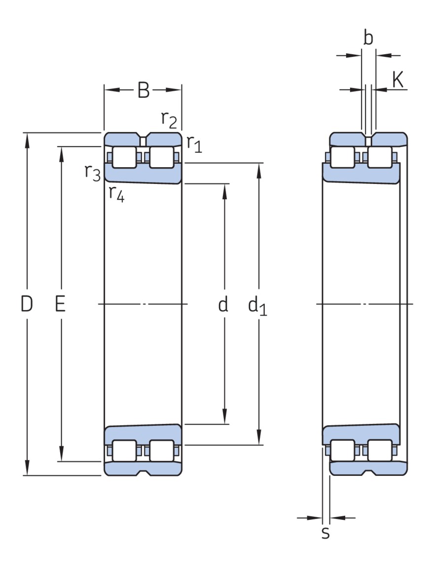 Прецизионный двухрядный цилиндрический роликоподшипник типа NN с коническим отверстием и элементами для повторного смазывания