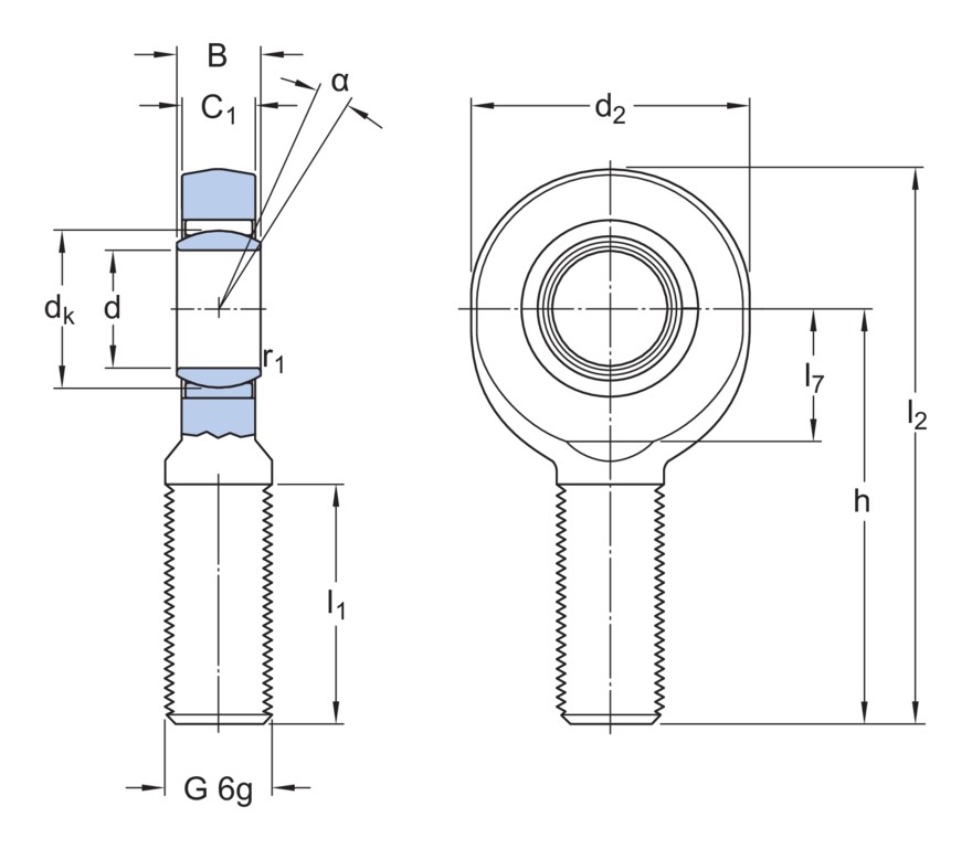 Наконечник штока, требует техобслуживания, с наружной резьбой