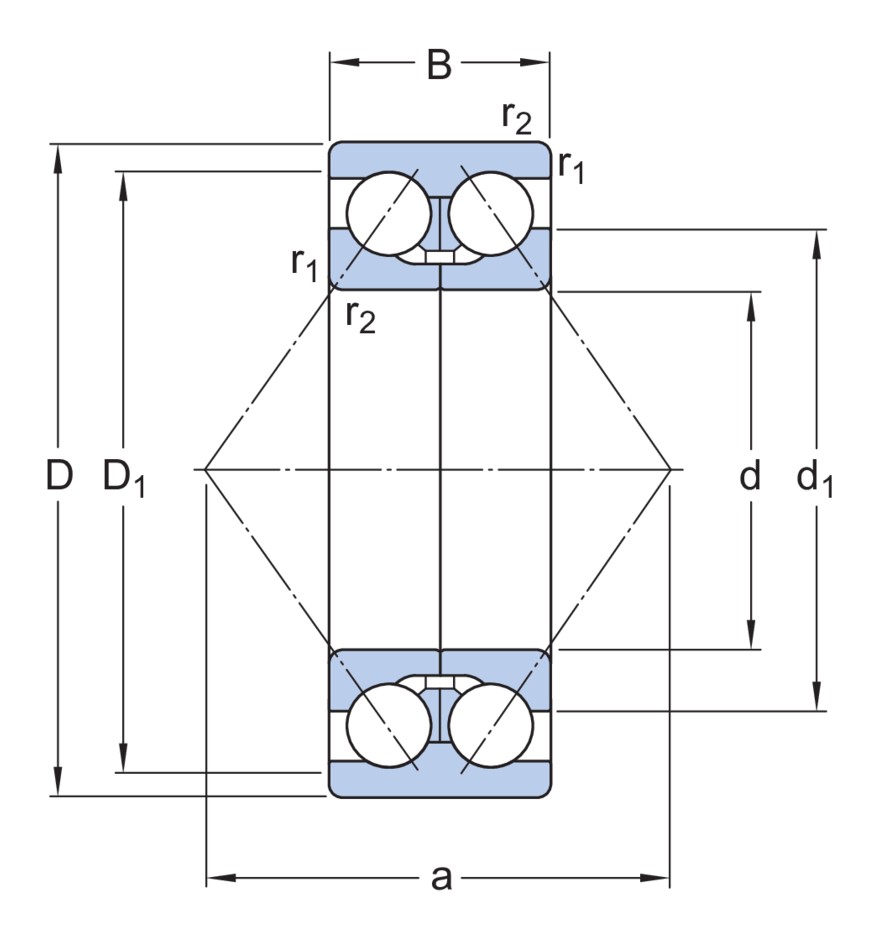 Двухрядный радиально-упорный шарикоподшипник с разъёмным внутренним кольцом