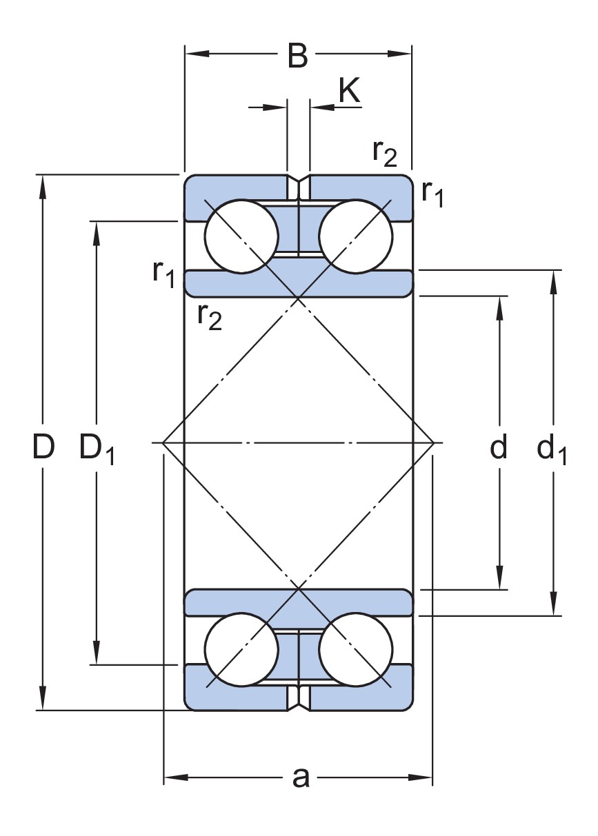Двухрядный радиально-упорный шарикоподшипник с разъёмным наружным кольцом