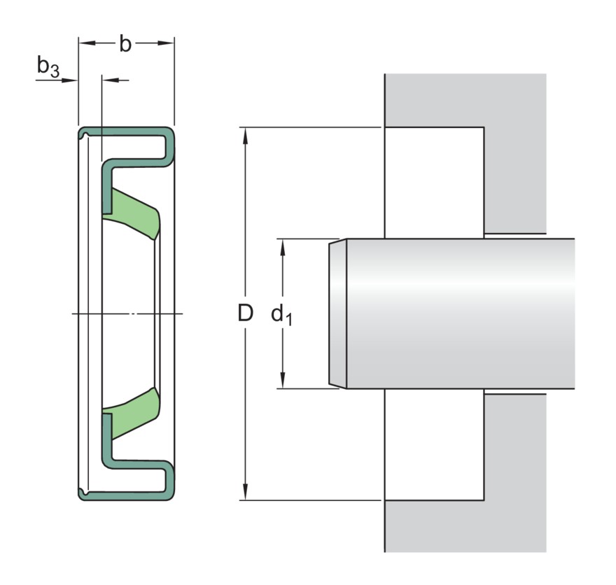 Манжетное уплотнение с металлическим корпусом и однокромочным уплотнением, для пластичной смазки, дюймовые размеры
