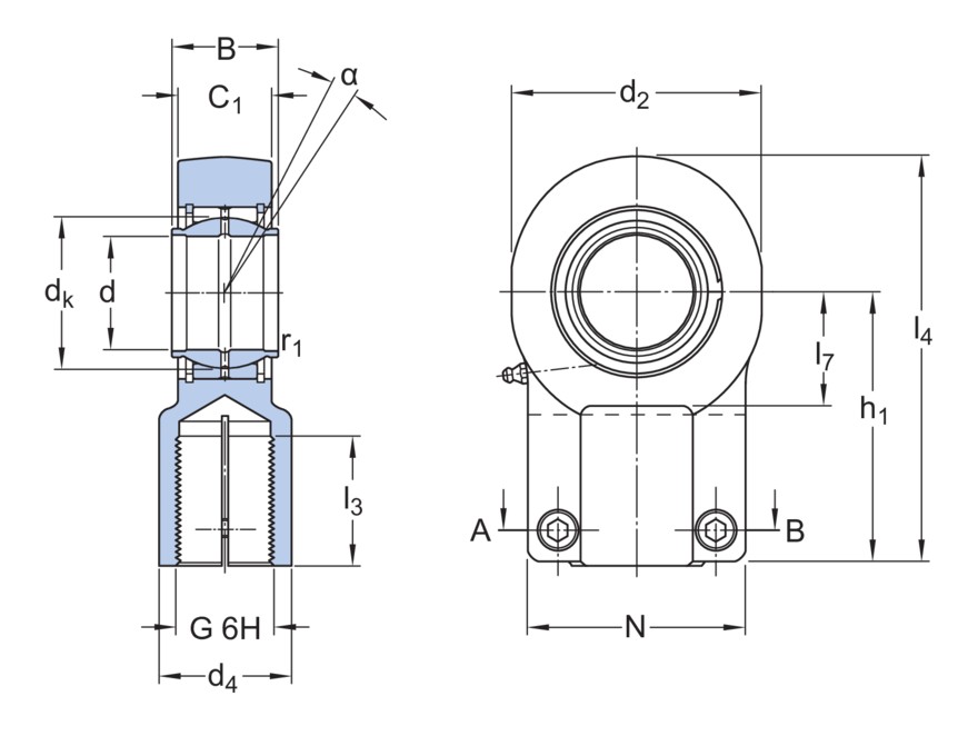Наконечник штока, требует техобслуживания, с внутренней резьбой и зажимными винтами