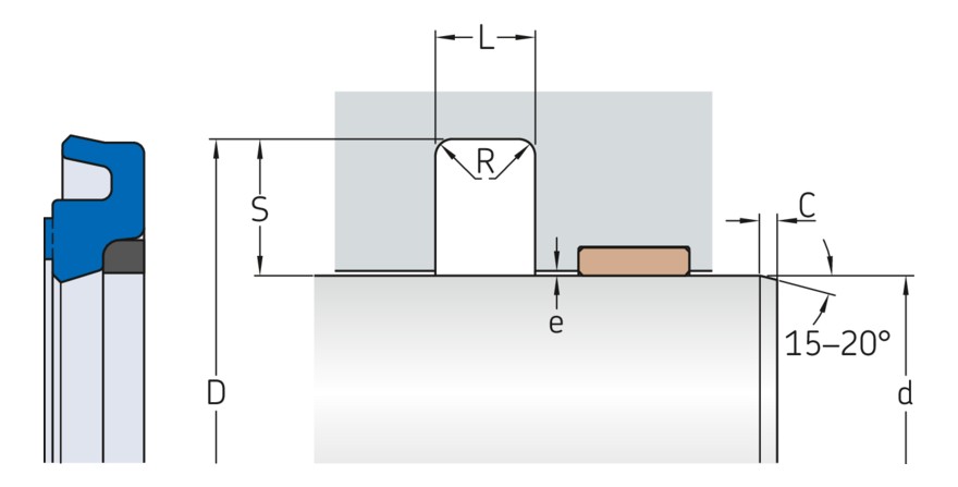 Гидравлическое вторичное U-образное уплотнение с встроенным антиэкструзионным кольцом