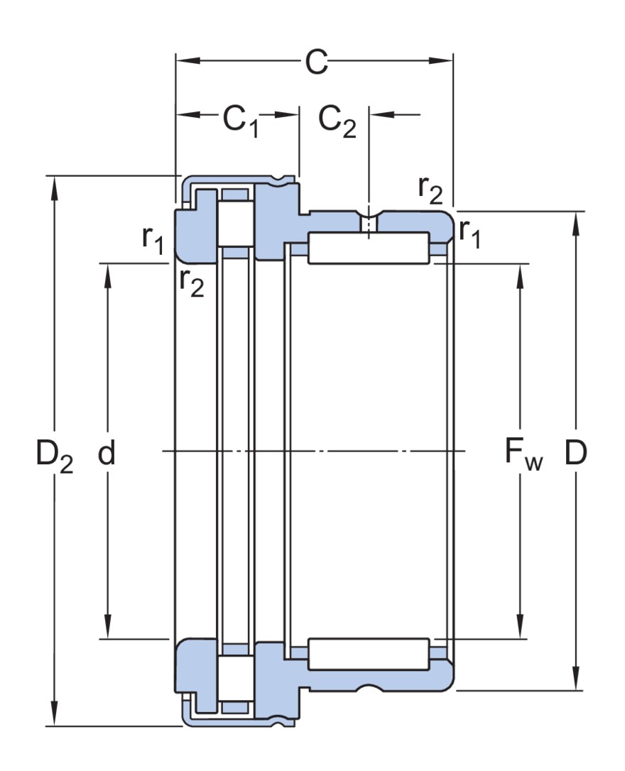 Комбинированный игольчатый роликоподшипник/упорный цилиндрический роликоподшипник с крышкой