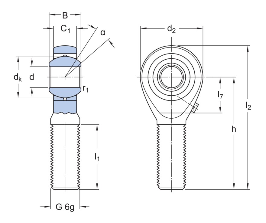 Наконечник штока, требует техобслуживания, с наружной резьбой