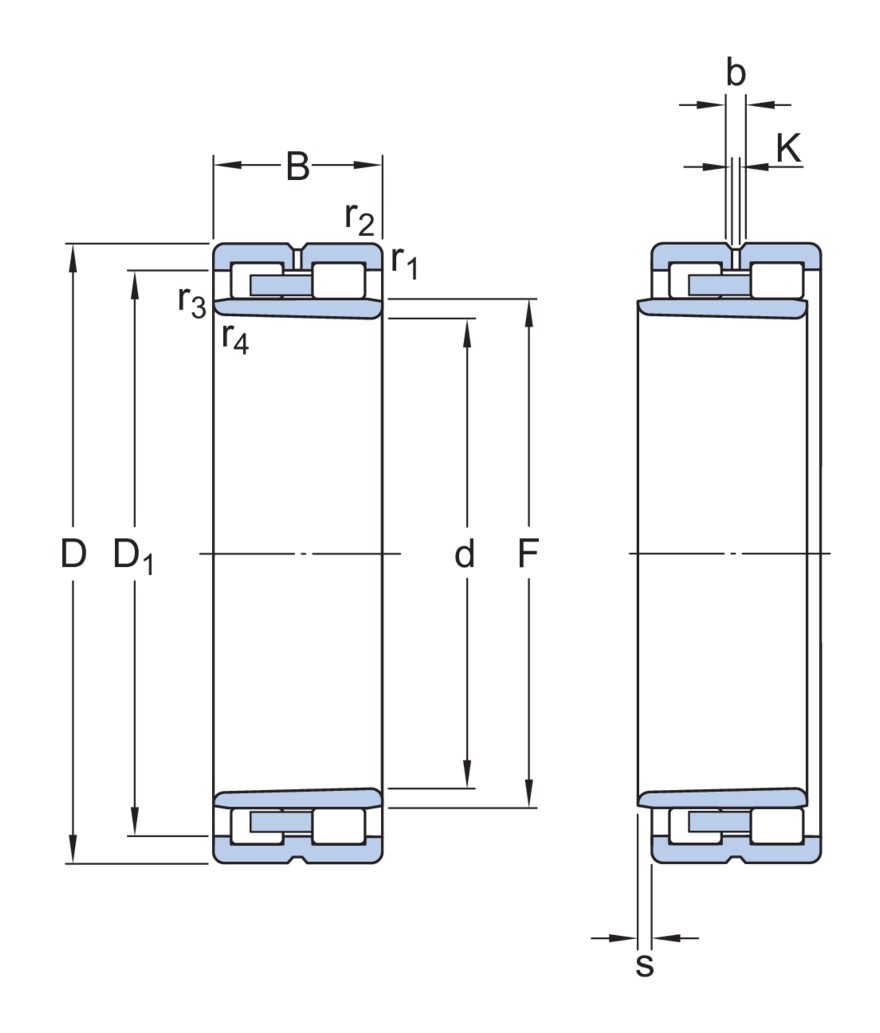 Прецизионный двухрядный цилиндрический роликоподшипник типа NNU с коническим отверстием и элементами для повторного смазывания