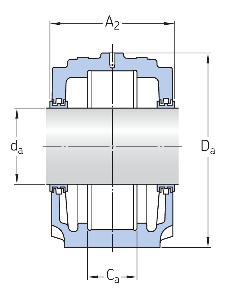 Стационарный подшипниковый узел, с включённым подшипником или без него, уплотнениями и торцевой крышкой
