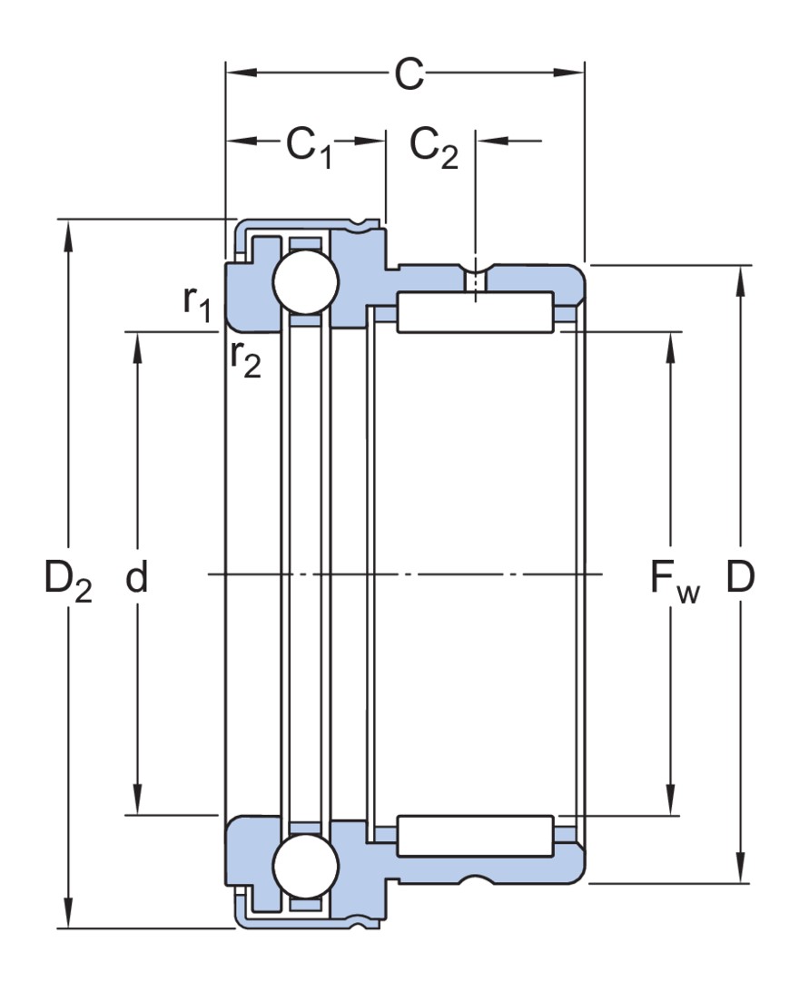 Комбинированный игольчатый роликоподшипник/упорный шарикоподшипник с крышкой