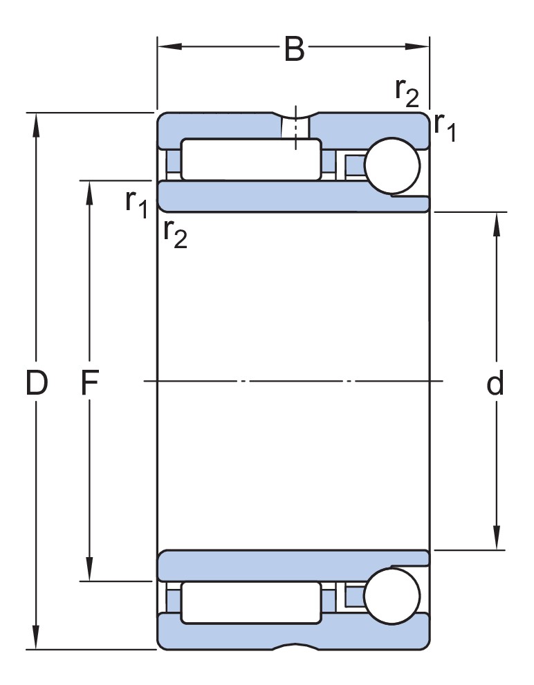 Комбинированный игольчатый роликоподшипник/радиально-упорный шарикоподшипник для осевых нагрузок, действующих в одном направлении