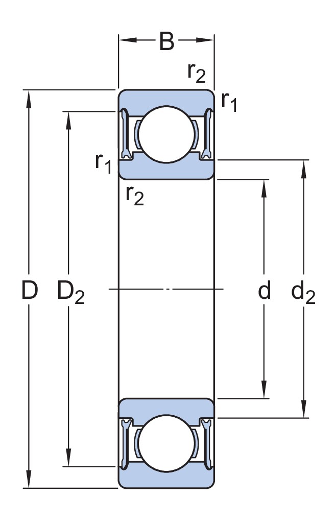 Радиальный шарикоподшипник из нержавеющей стали с встроенным уплотнением