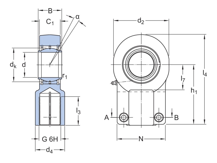 Наконечник штока, требует техобслуживания, с внутренней резьбой и зажимными винтами