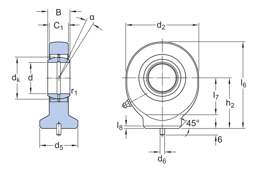 Наконечник штока, требует техобслуживания, сварной хвостовик с цилиндрическим сечением