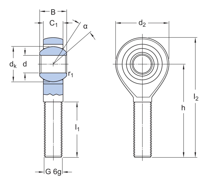 Наконечник штока, требует техобслуживания, с наружной резьбой