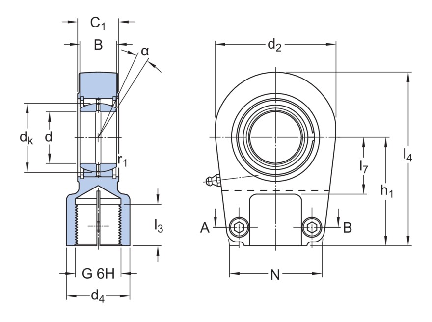Наконечник штока, требует техобслуживания, с внутренней резьбой и зажимными винтами