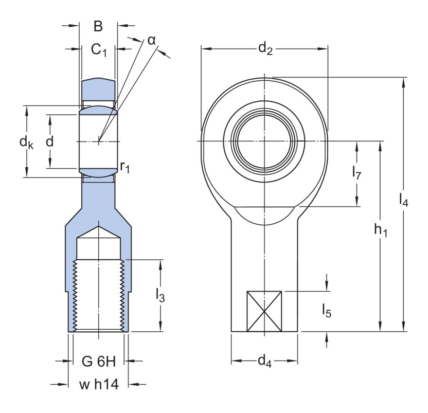 Наконечник штока, требует техобслуживания, с внутренней резьбой