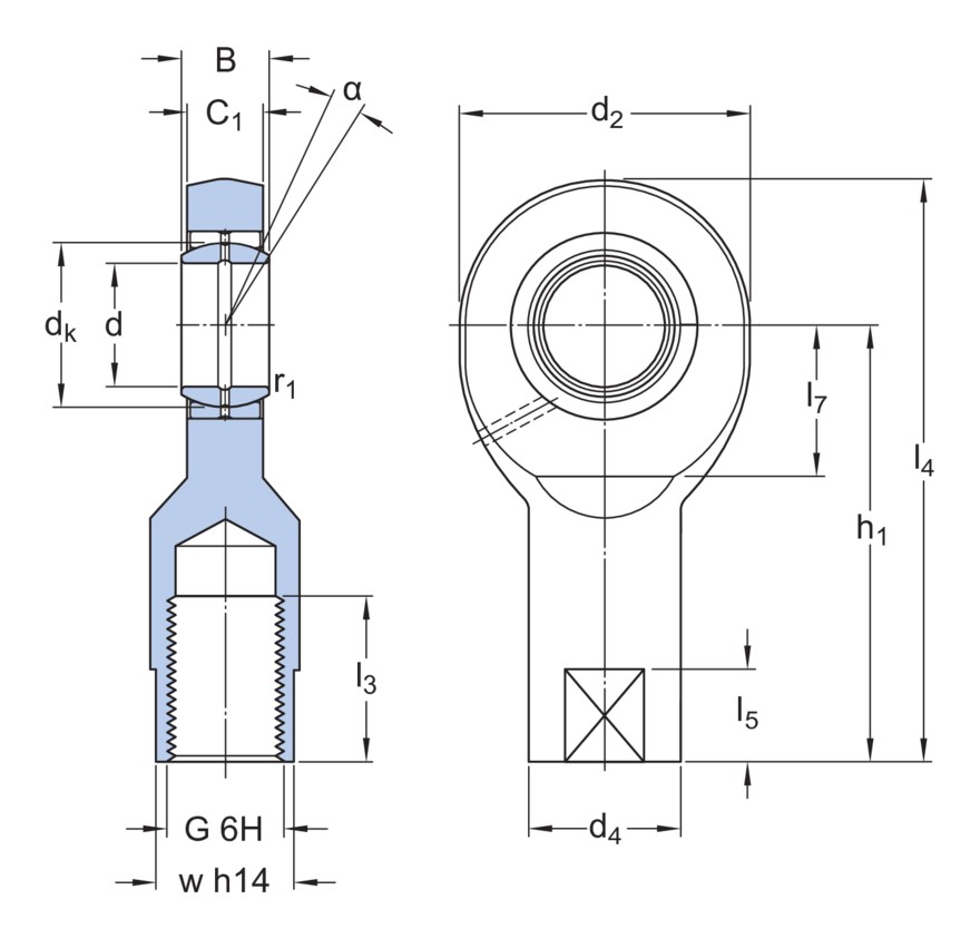 Наконечник штока, требует техобслуживания, с внутренней резьбой