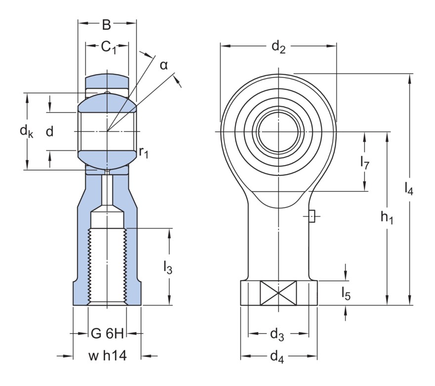 Наконечник штока, требует техобслуживания, с внутренней резьбой