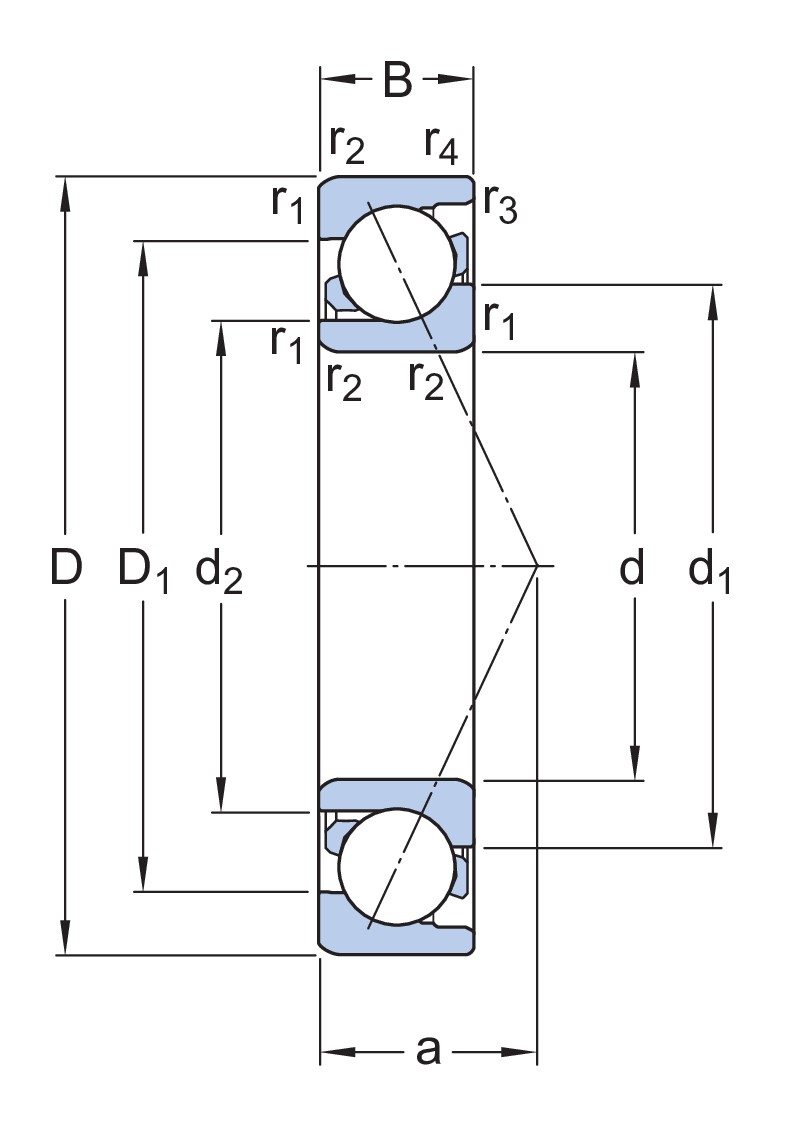 Однорядный радиально-упорный шарикоподшипник с углом контакта 25°