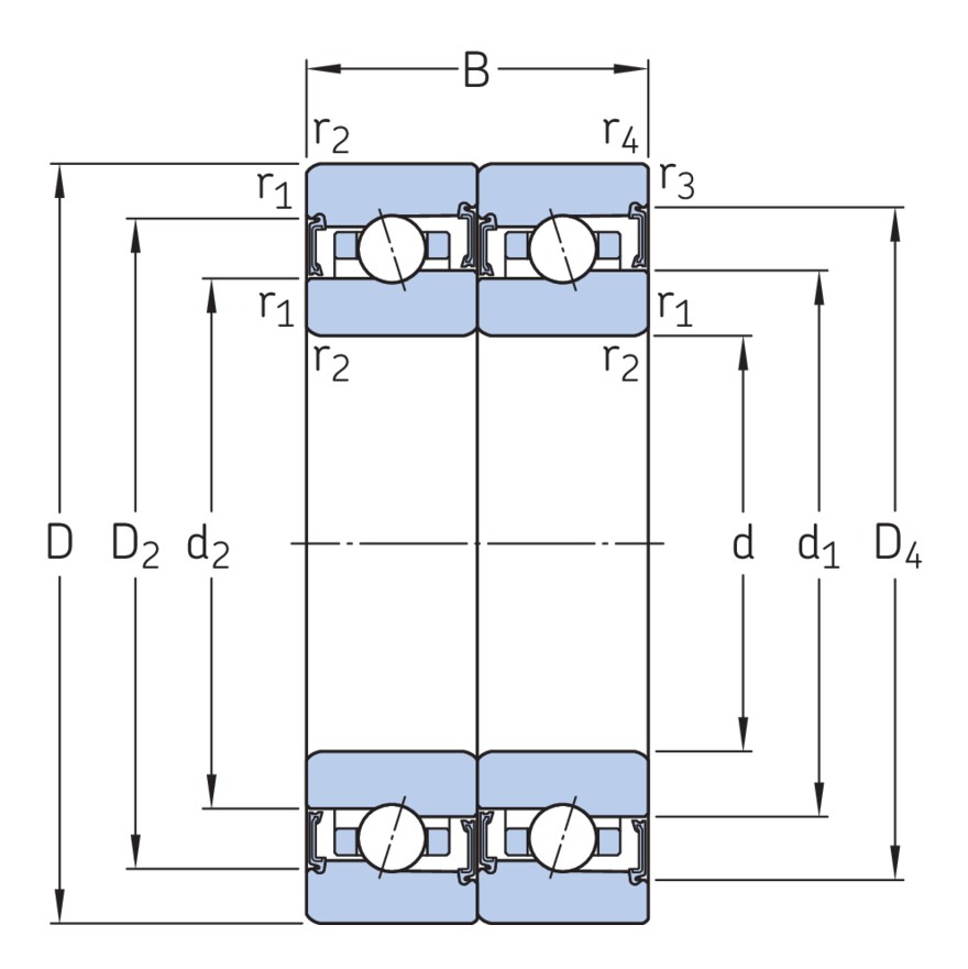 Двухрядный радиально-упорный шарикоподшипник