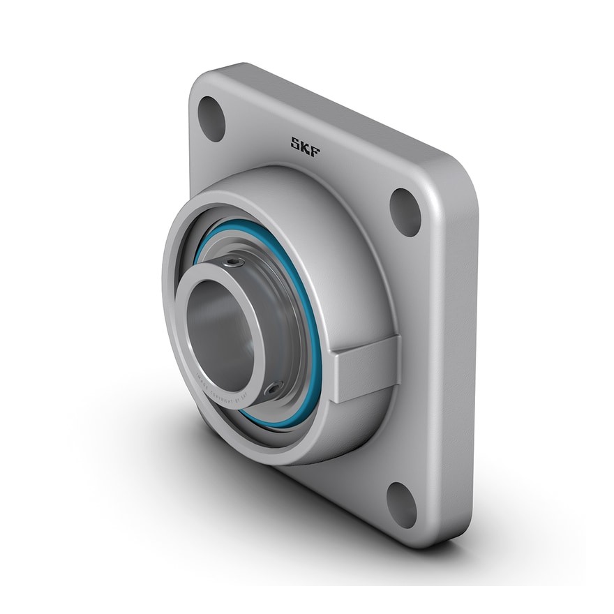 Шарикоподшипниковый узел с квадратным фланцем с широким внутренним кольцом и фиксацией с помощью установочных винтов, нержавеющая сталь