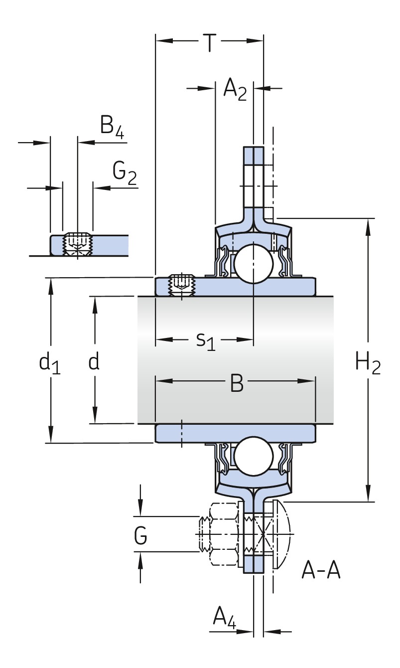 Фланцевый шарикоподшипниковый узел со штампованным стальным корпусом
