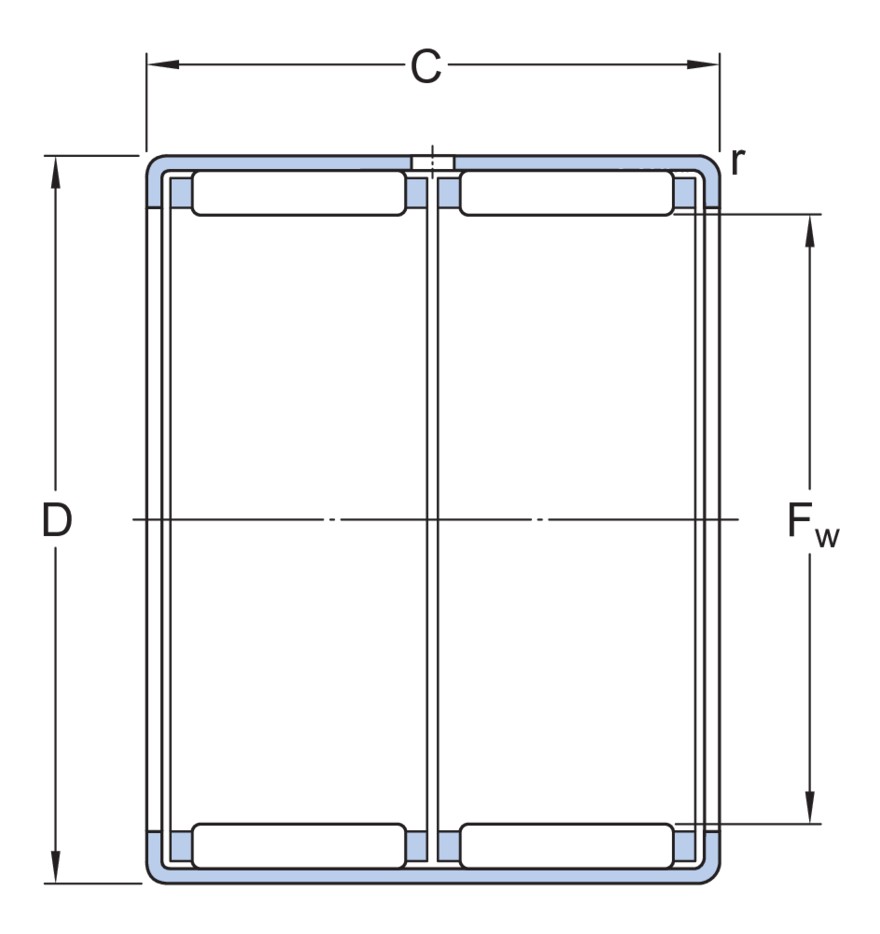 Игольчатый роликоподшипник со штампованным наружным кольцом и открытыми торцами