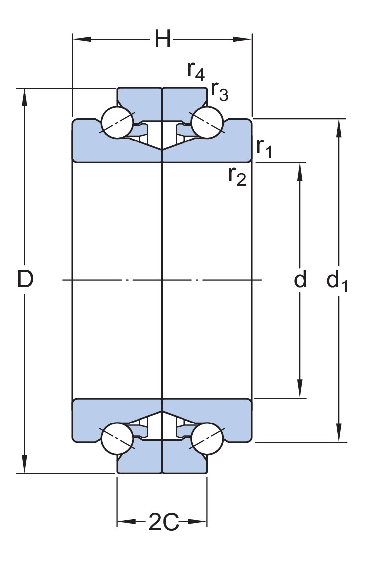 Прецизионный двойной упорно-радиальный шарикоподшипник
