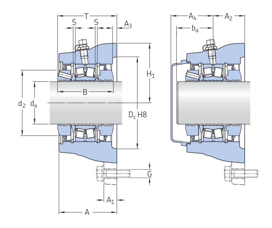 Фланцевый роликоподшипниковый узел с литым корпусом