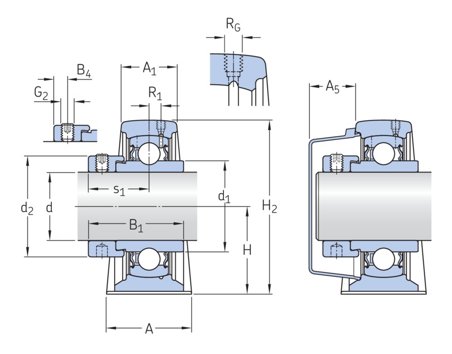 Стационарный шарикоподшипниковый узел с широким внутренним кольцом и с эксцентриковым стопорным кольцом, чугун, стандарты ISO