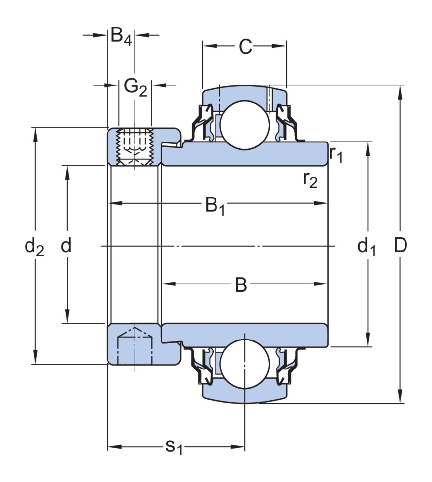 Корпусный подшипник с эксцентриковым стопорным кольцом и широким внутренним кольцом