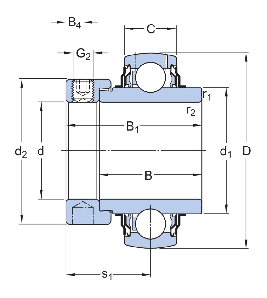 Корпусный подшипник с эксцентриковым стопорным кольцом и широким внутренним кольцом