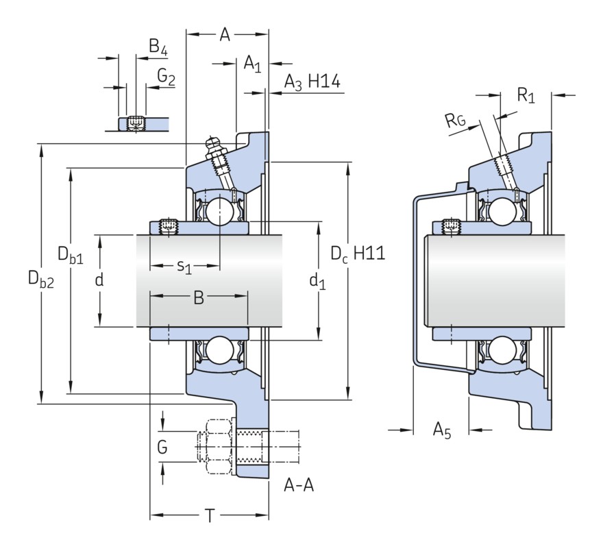 Фланцевый шарикоподшипниковый узел с композитным или литым металлическим корпусом