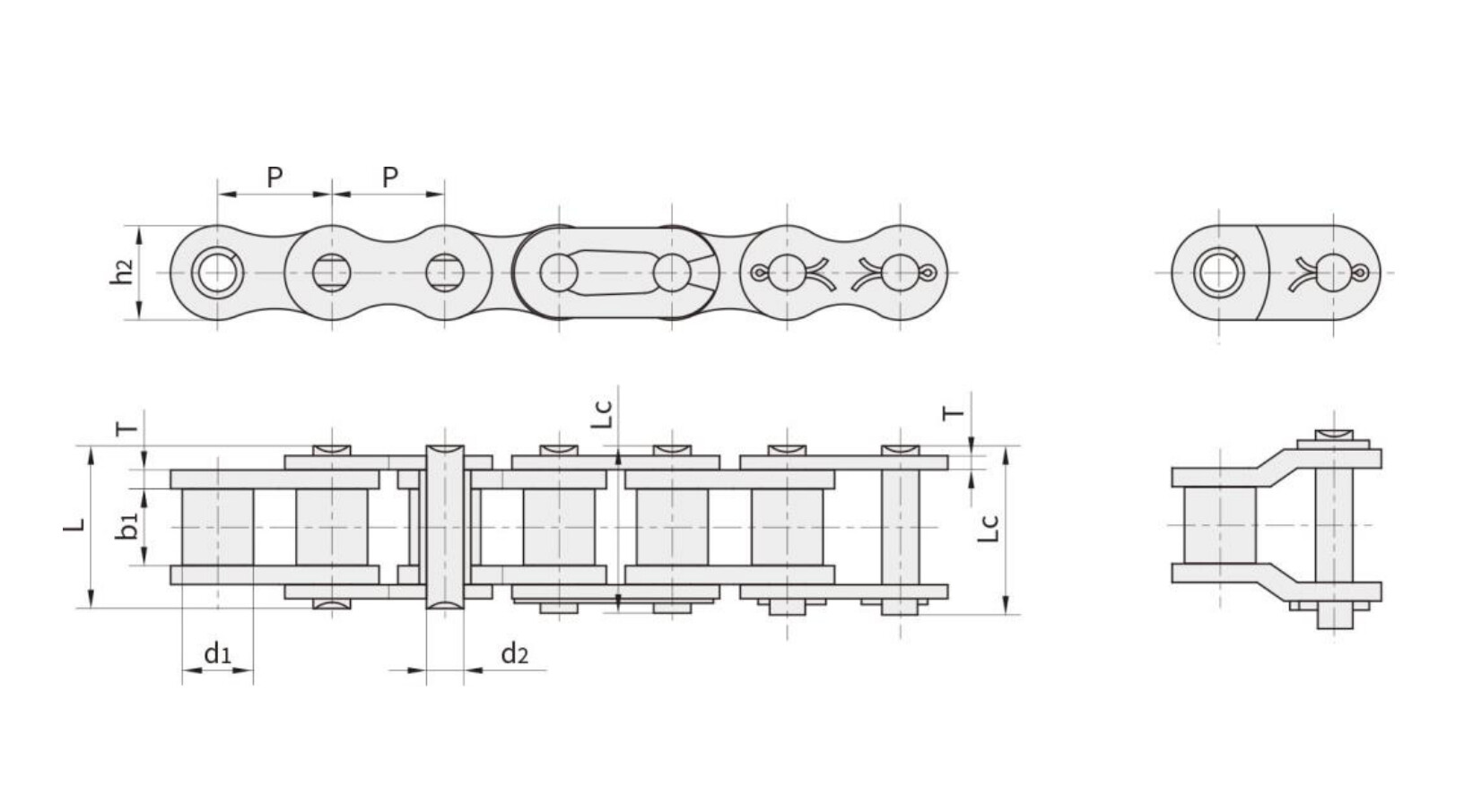 Прецизионная однорядная роликовая цепь 40B-1 (Серия B)