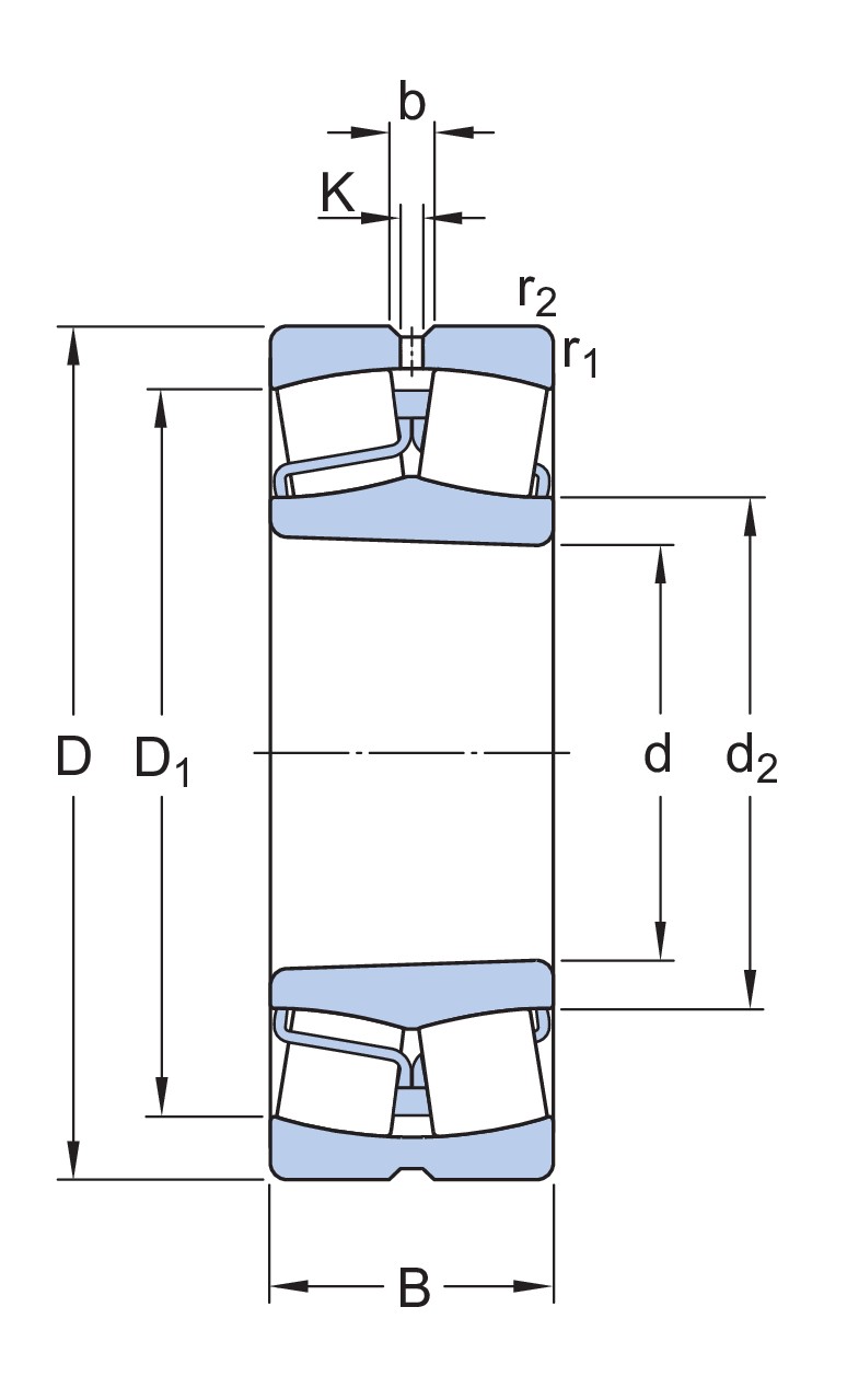 Сферический роликоподшипник с коническим отверстием и элементами для повторного смазывания